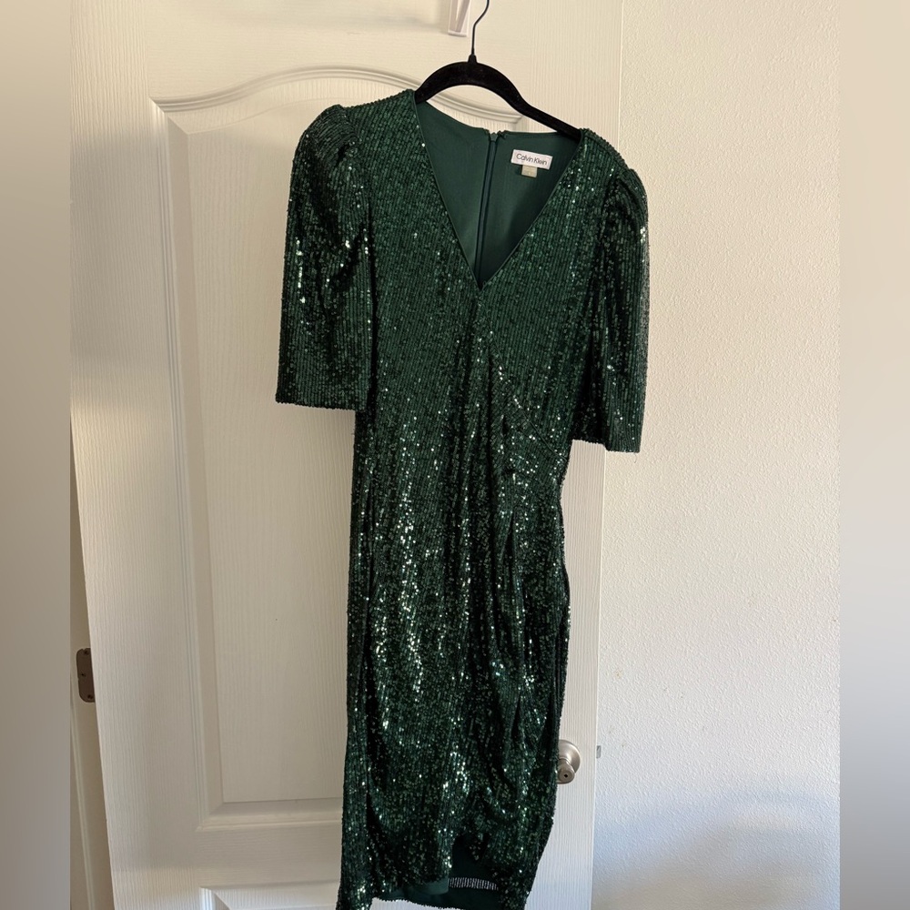 Calvin Klein Green Faux Wrap SZ 8